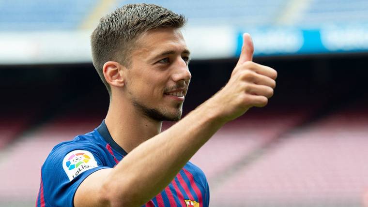 Clément Lenglet, durante su presentación con el FC Barcelona