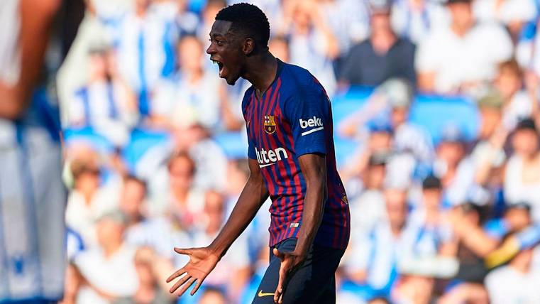 Ousmane Dembélé celebra un gol del FC Barcelona