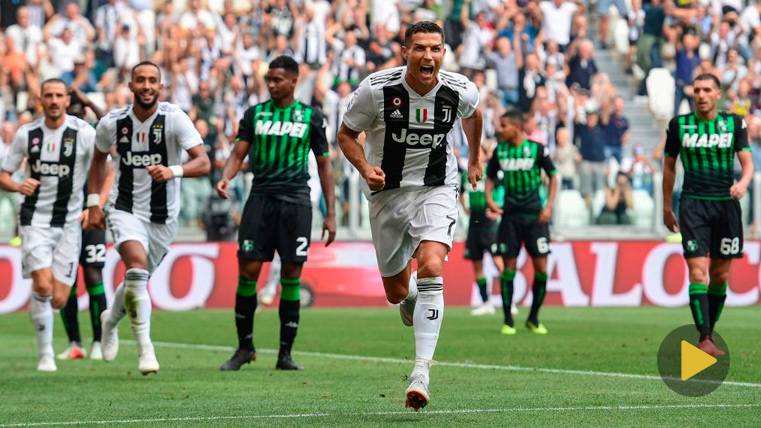 Cristiano Ronaldo celebrates a goal with the Juventus