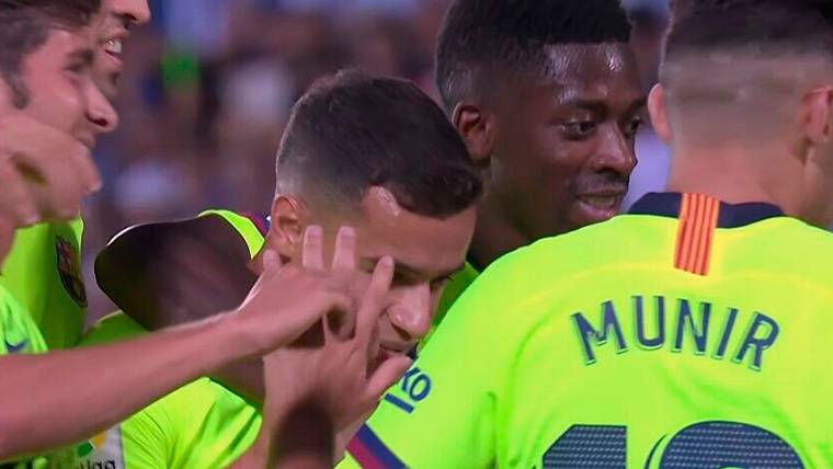 Coutinho, celebrando el gol marcado contra el Leganés