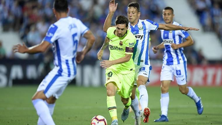 Leo Messi, durante el compromiso contra el Leganés en Liga