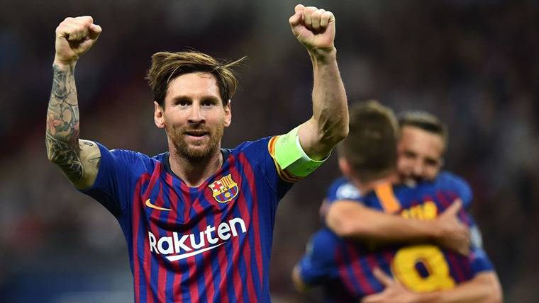 Leo Messi, celebrando el golazo marcado contra el Tottenham