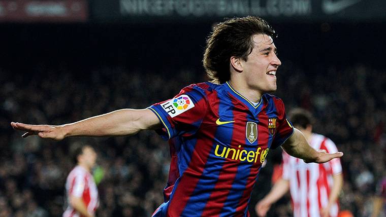 Bojan Krkic, celebrating a marked goal with the FC Barcelona to the Athletic