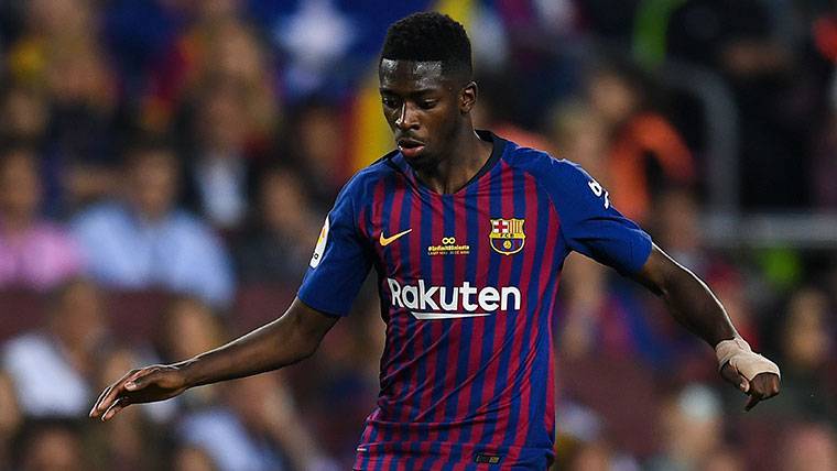 Ousmane Dembélé en un partido con el FC Barcelona