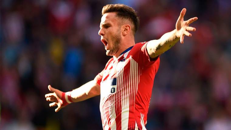 Saúl Ñíguez celebrates a goal in the Athletic of Madrid