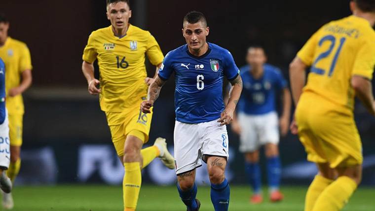 Marco Verratti, durante un partido con la selección de Italia