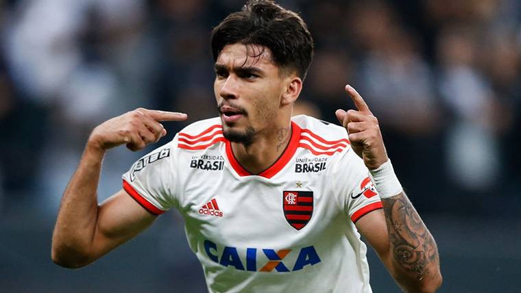 Lucas Paquetá, celebrating a marked goal with the Flamengo