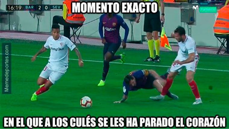 The injury of Messi, leading of the 'memes' of the Barça-Seville