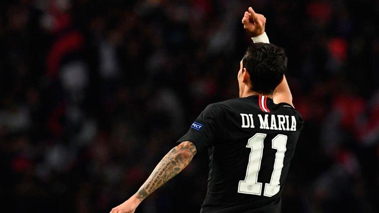 Ángel Di María celebra un gol con el Paris Saint-Germain