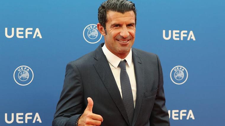 Luis Figo, during an act of the UEFA