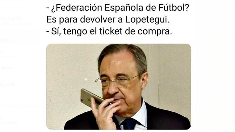 Meme de florentino y Lopetegui tras el Clásico