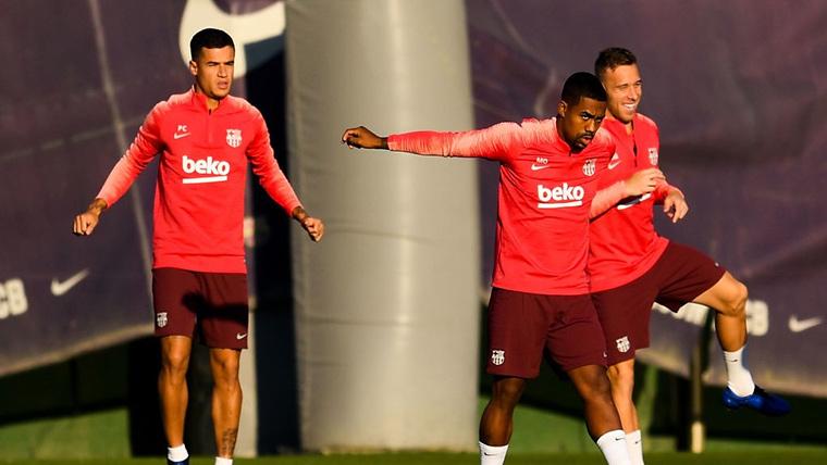 Malcom, durante un entrenamiento con el FC Barcelona