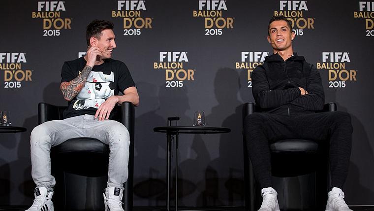 Leo Messi y Cristiano Ronaldo, antes de la gala del Balón de Oro 2015