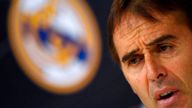 Julen Lopetegui en una rueda de prensa del Real Madrid