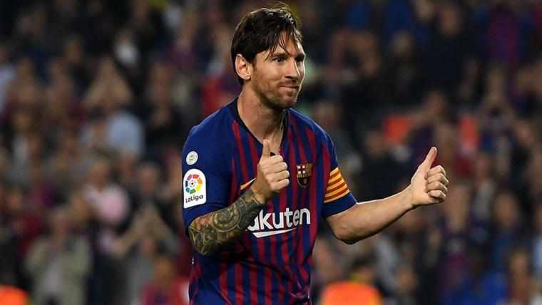 Leo Messi, tras marcar un gol al Sevilla en el Camp Nou