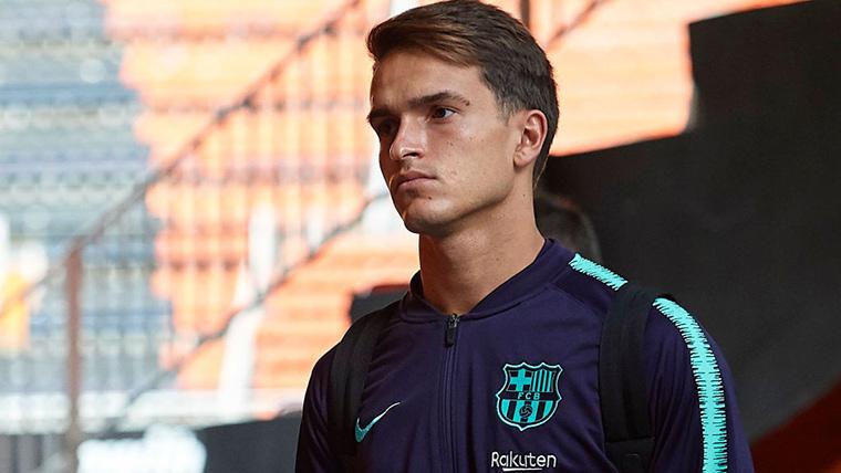 Denis Suárez, attending to a session of training of the Barcelona