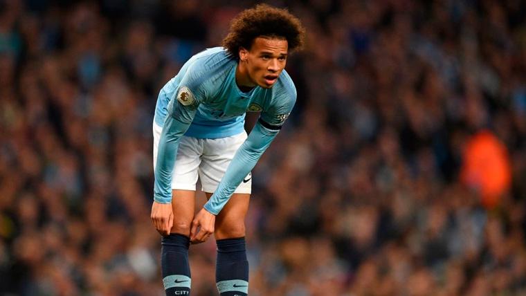 Leroy Sané en un partido con el Manchester City