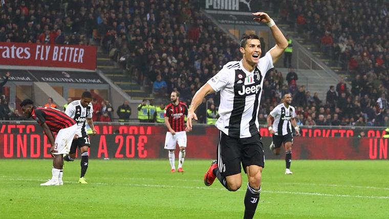 Cristiano Ronaldo, celebrando su gol marcado al AC Milan