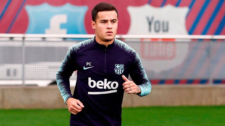 Philippe Coutinho, during a session of training with the Barça