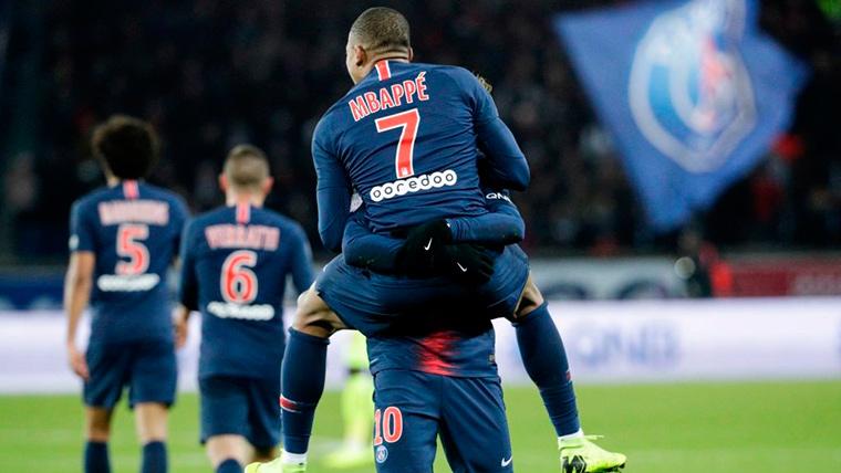 Kylian Mbappé, celebrating a marked goal with Paris Saint-Germain