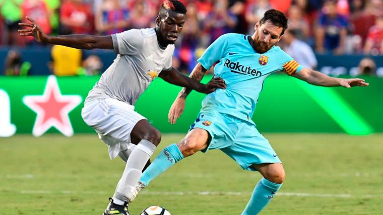Pogba And Messi, during a Barcelona-Manchester United of pre-season
