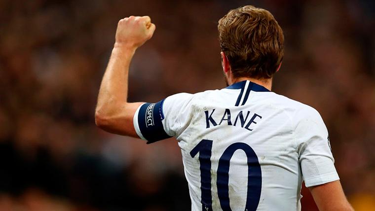 Harry Kane, celebrating a marked goal with the Tottenham Hotspur