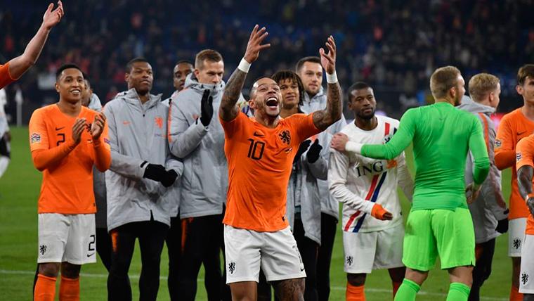 Holanda, celebrando el pase agónico a la 'Final Four' de la UEFA Nations League