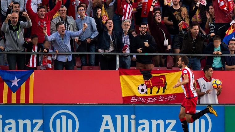 Cristian Stuani, celebrating a marked goal with the Girona
