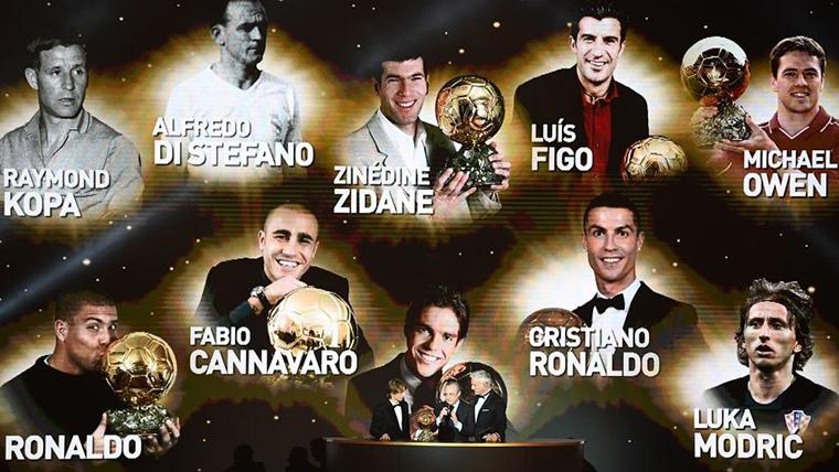 Algunos de los ganadores del Balón de Oro a lo largo de la historia