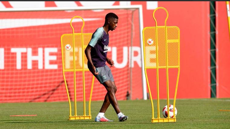 Ousmane Dembélé en un entrenamiento con el FC Barcelona | FCB