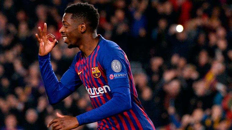 Ousmane Dembélé Celebrates a goal of the FC Barcelona
