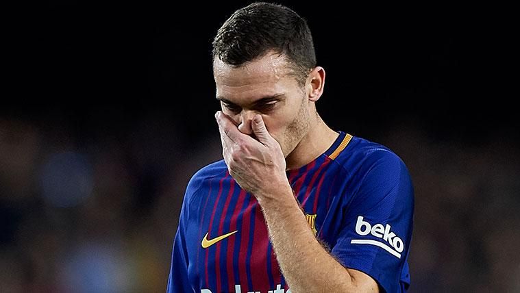 Thomas Vermaelen se lamenta durante un partido del FC Barcelona