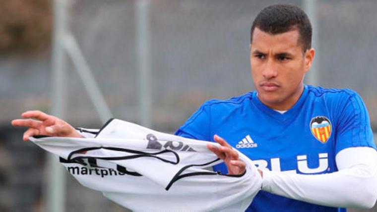 Jeison Murillo, during a training with Valencia