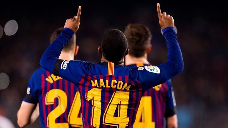 Malcom, celebrando un gol marcado con el FC Barcelona