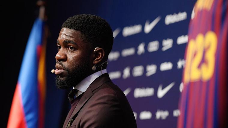 Samuel Umtiti, during a press conference with the FC Barcelona