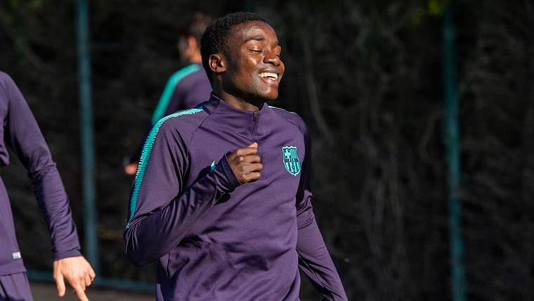 Moussa Wagué, training with the Barça B in an image of archive