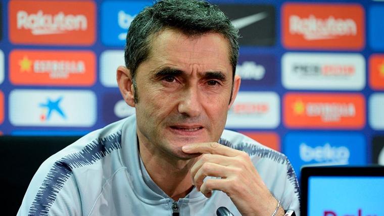 Ernesto Valverde, durante una rueda de prensa con el Barça