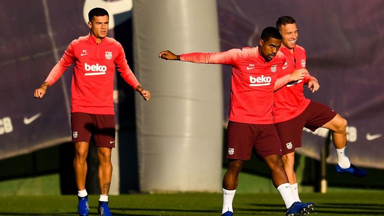 Malcom, durante una sesión de entrenamiento con el FC Barcelona
