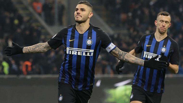 Mauro Icardi, celebrating a marked goal with the Inter of Milan