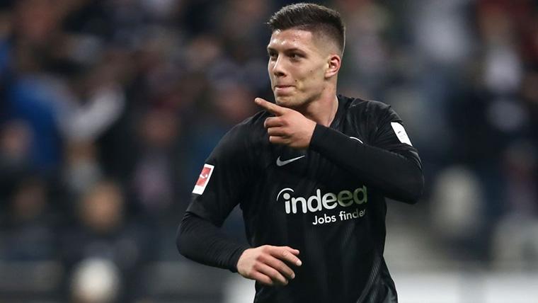 Luka Jovic, celebrating a marked goal with the Eintracht of Frankfurt