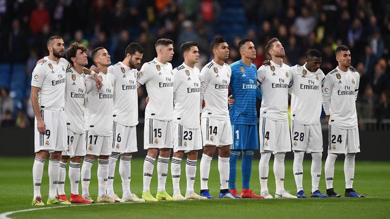 Alineación del Real Madrid antes de un partido de Liga