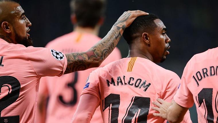 Malcom Filipe, celebrando un gol marcado con el FC Barcelona