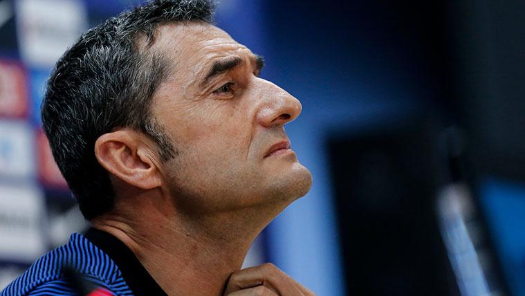 Ernesto Valverde in a press conference of the FC Barcelona