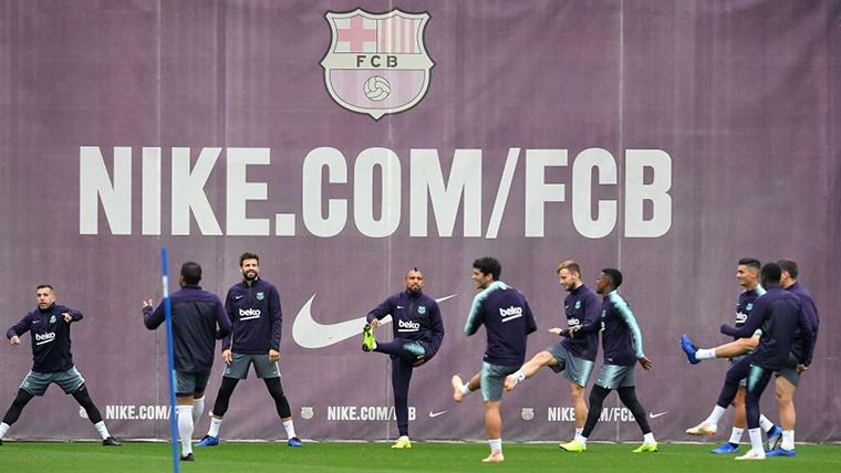 The FC Barcelona, training in the Ciutat Esportiva Joan Gamper