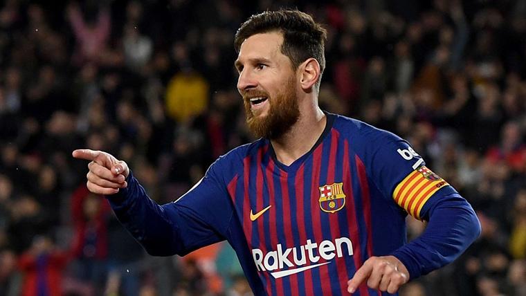 Leo Messi, celebrando un gol marcado con el FC Barcelona al Leganés