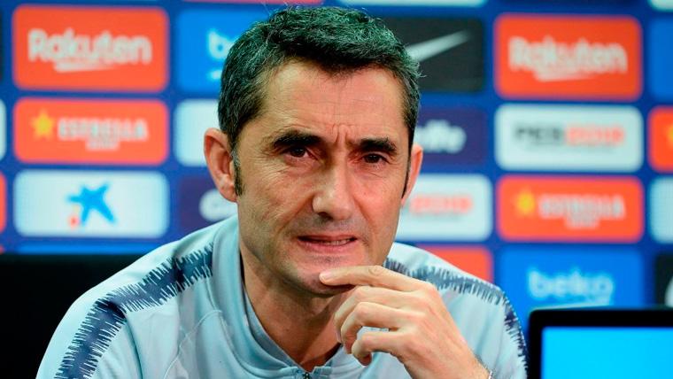 Ernesto Valverde en una rueda de prensa del FC Barcelona