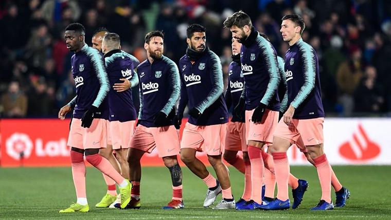 The FC Barcelona, heating before a party of League Santander