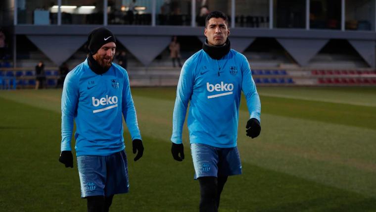 Leo Messi and Luis Suárez in a training of the FC Barcelona | FCB
