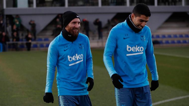 Leo Messi y Luis Suárez en un entrenamiento del FC Barcelona | FCB