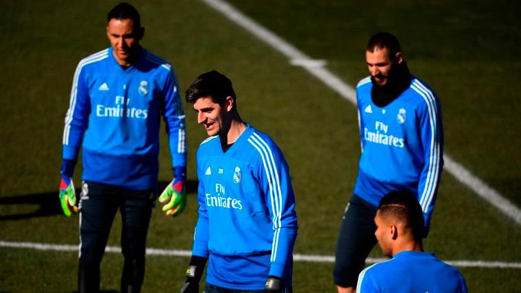 The players of the Real Madrid in a session of training